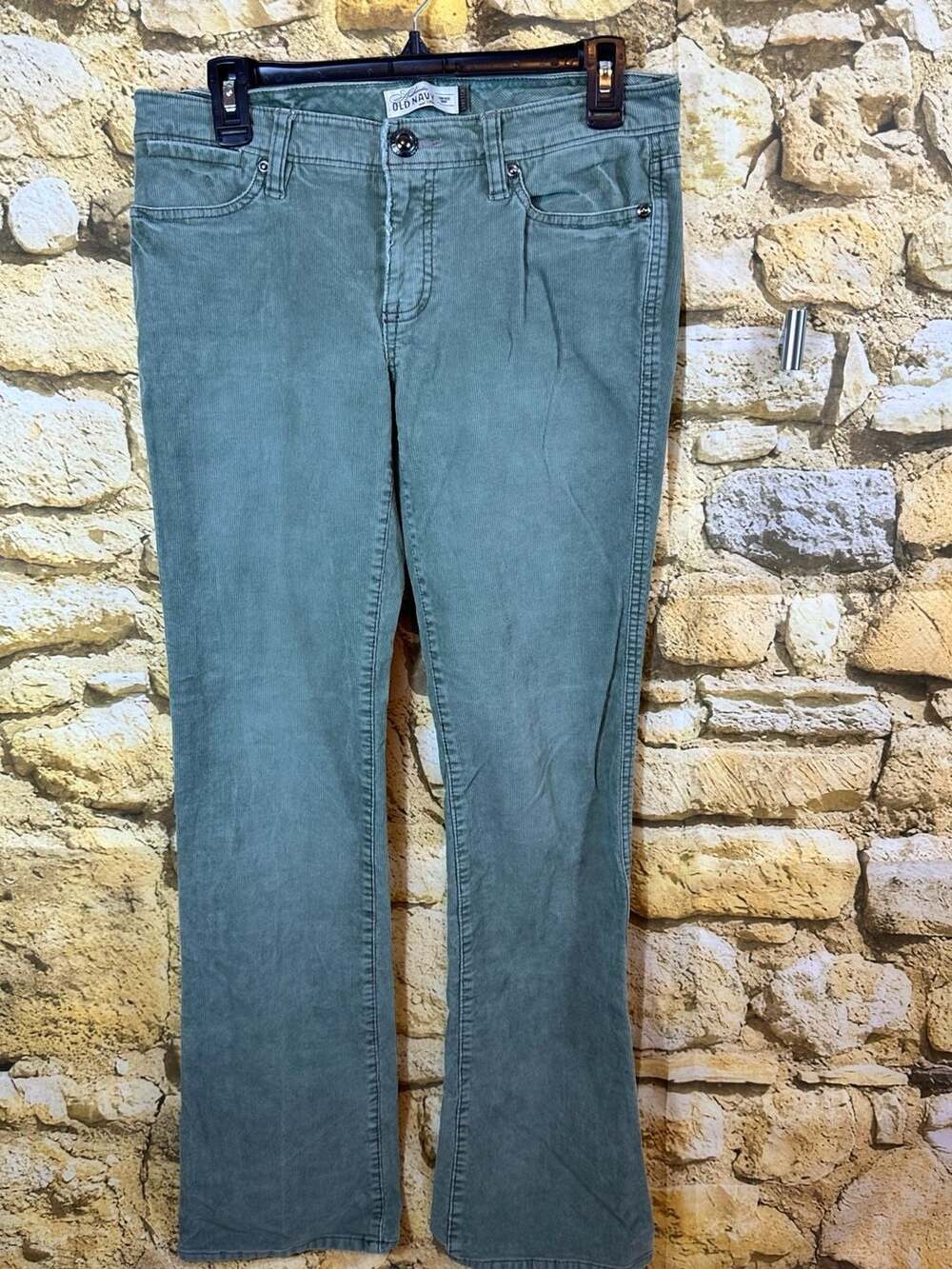 Old Navy Authentic Low Rise Boot Stretch Corduroy Pants Sage Green Size 6 Long